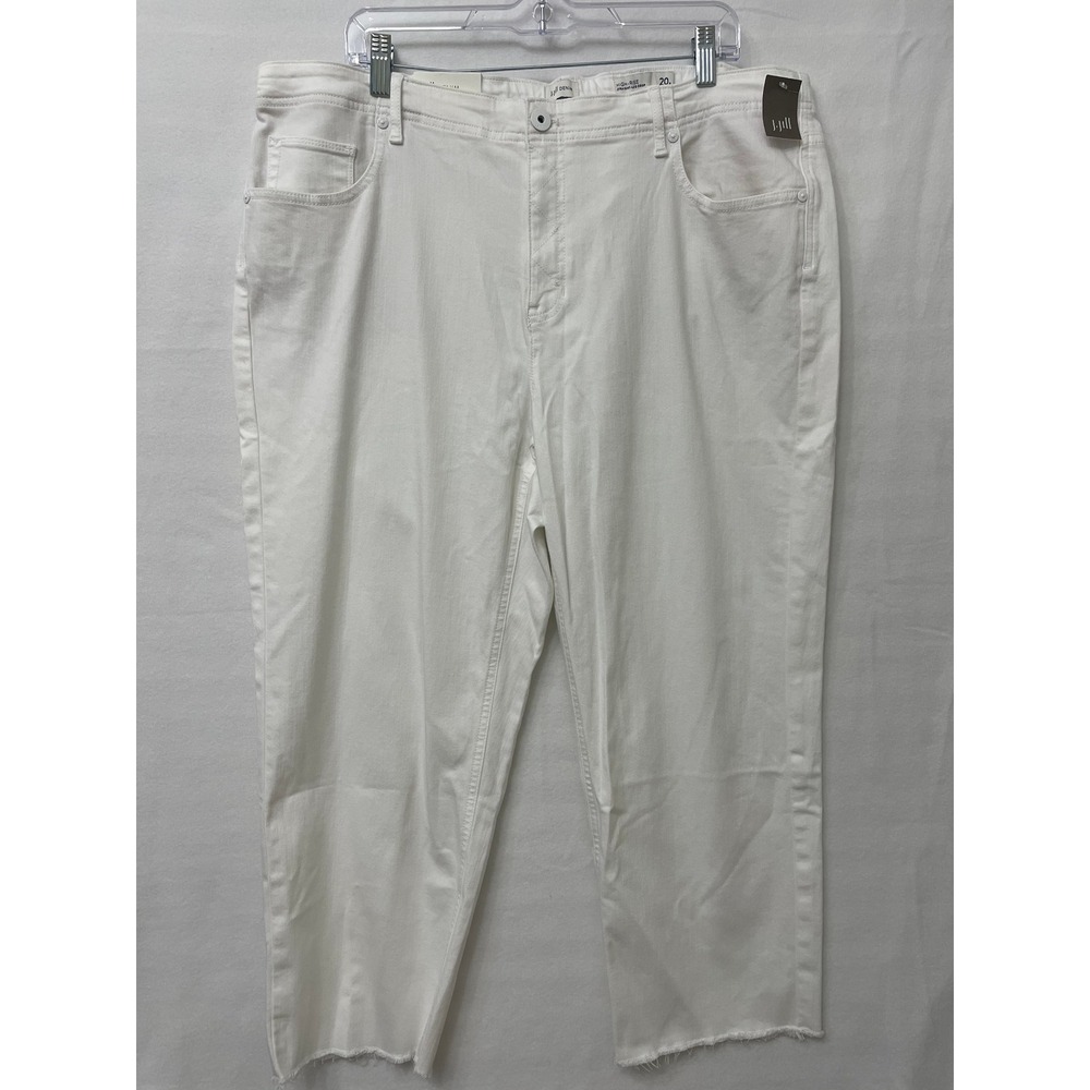 New J. Jill Straight-Leg Crop Jeans size 20 White High Rise Raw Hem Denim Casual